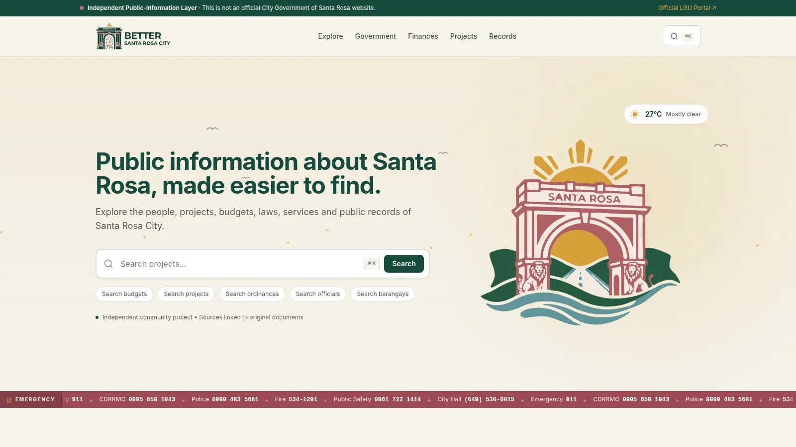 Better Santa Rosa interface screenshot